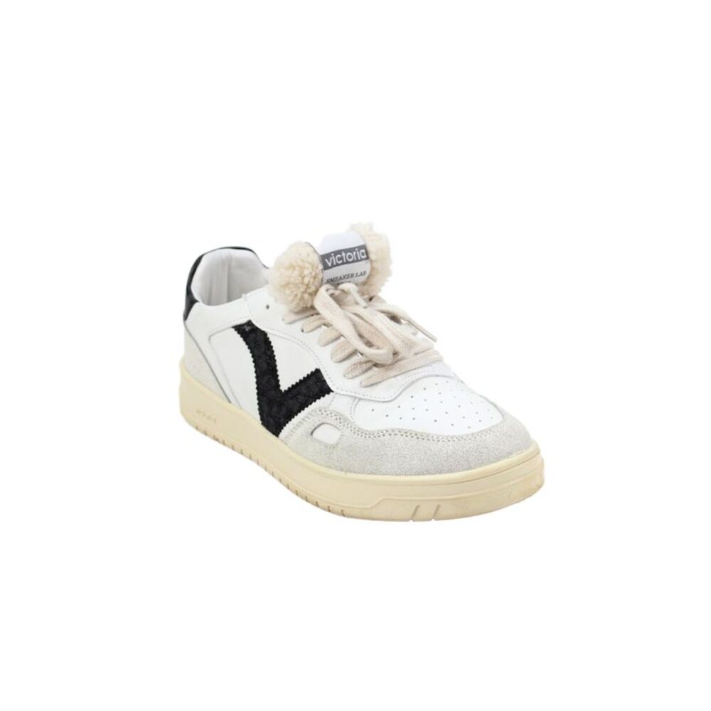 Victoria Womens Leather Faux Fur Trim Sneakers White Size 41 11